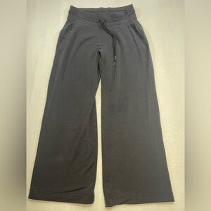 Athleta Black Wide Leg Pants Medium M Cozy Fleece Drawstring Lounge